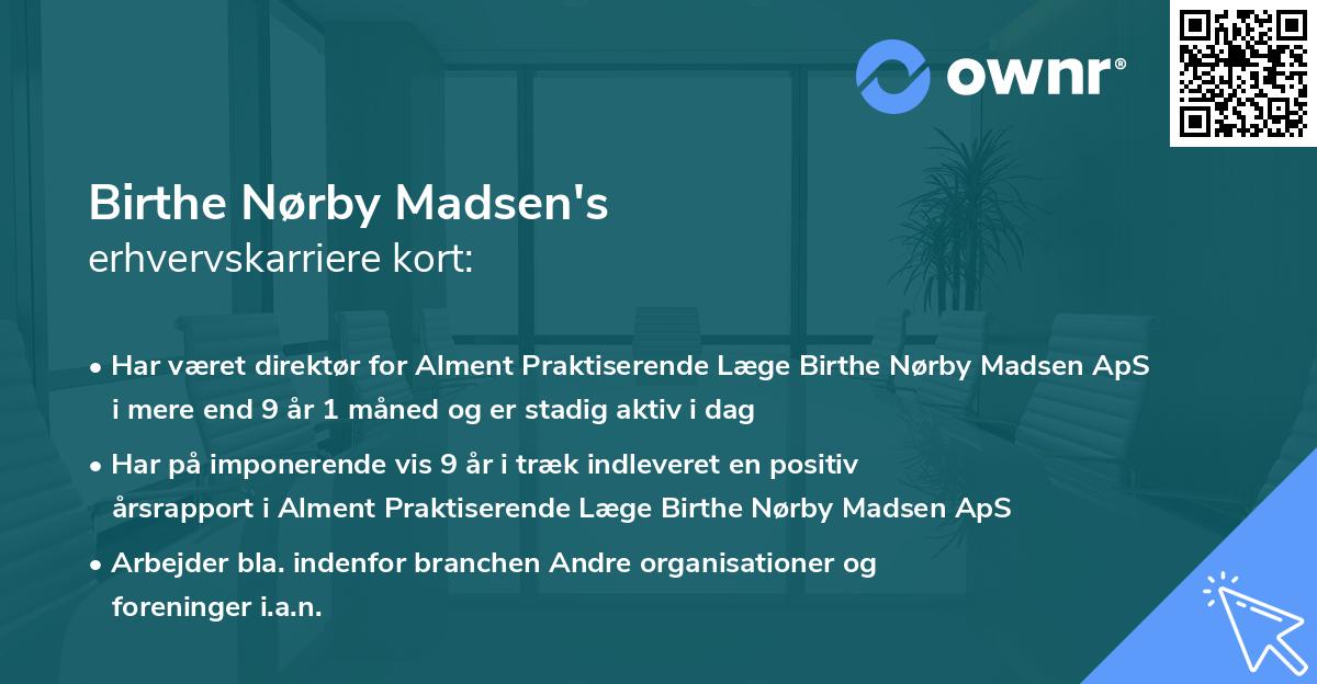 Birthe Nørby Madsen's erhvervskarriere kort
