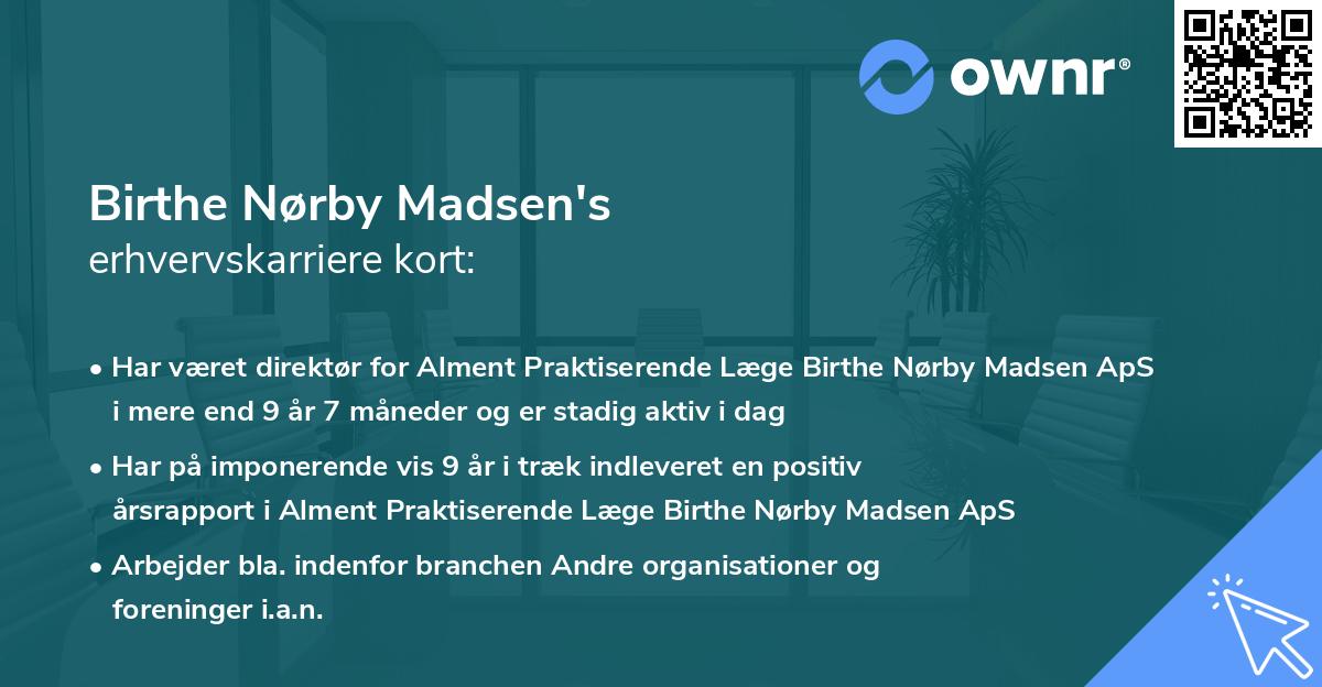 Birthe Nørby Madsen's erhvervskarriere kort