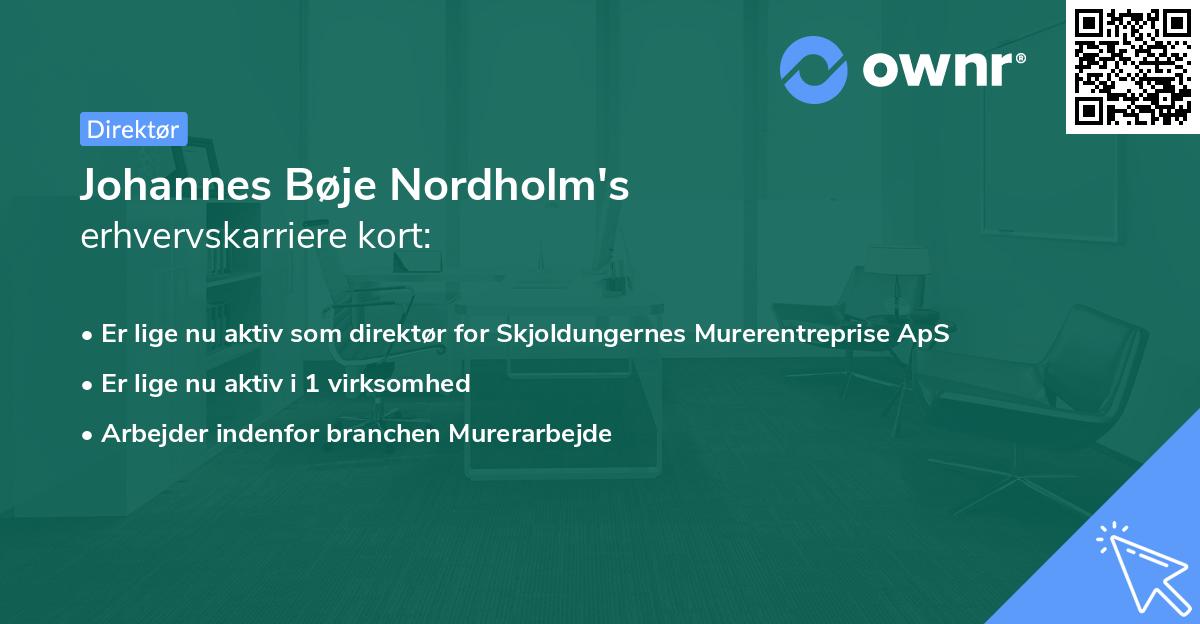 Johannes Bøje Nordholm's erhvervskarriere kort