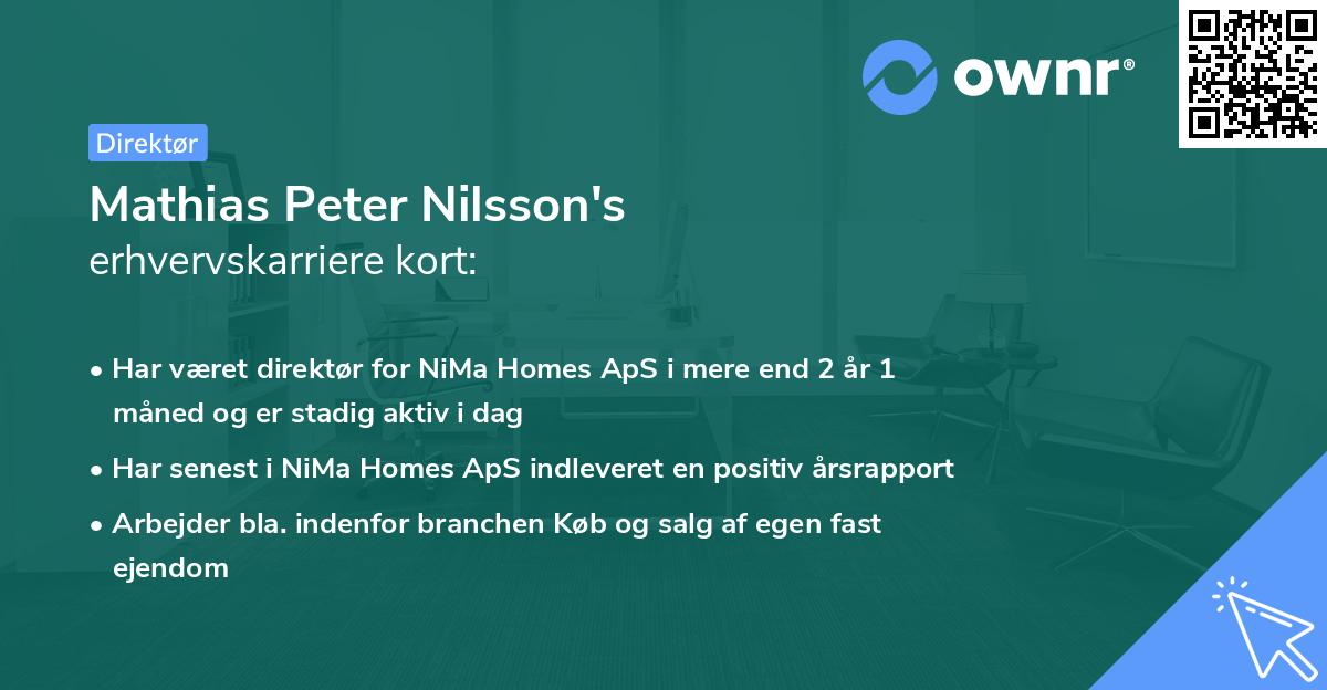 Mathias Peter Nilsson's erhvervskarriere kort