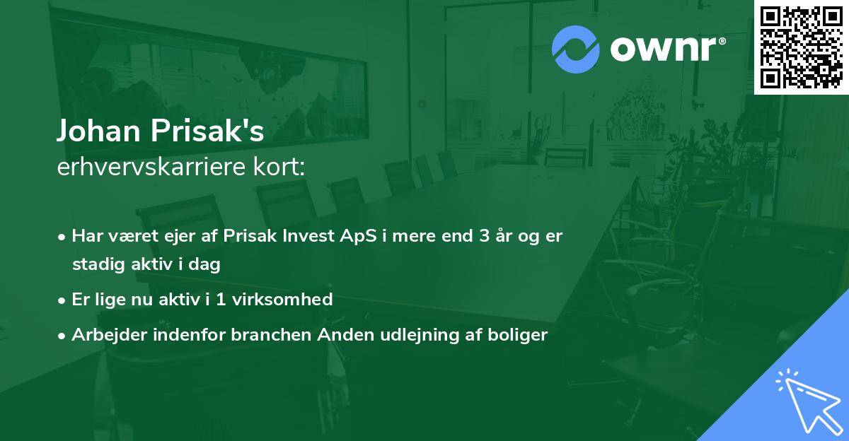 Johan Prisak's erhvervskarriere kort