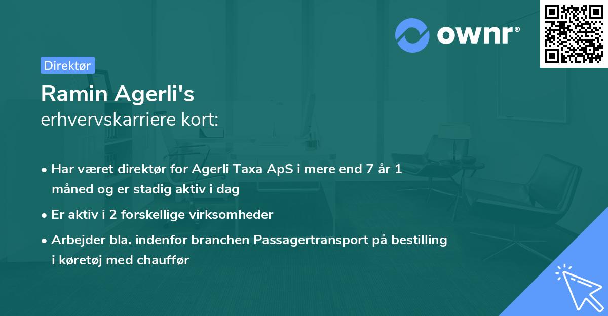 Ramin Agerli's erhvervskarriere kort