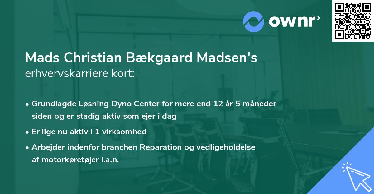 Mads Christian Bækgaard Madsen's erhvervskarriere kort