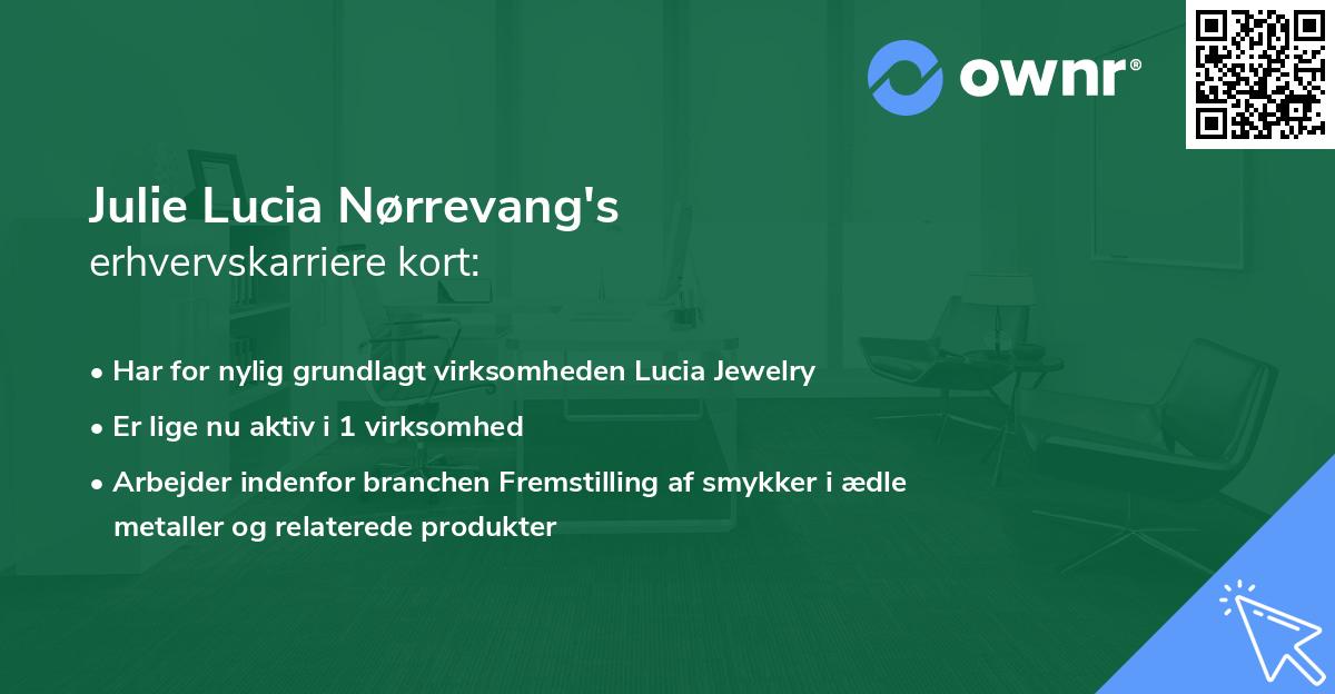 Julie Lucia Nørrevang's erhvervskarriere kort