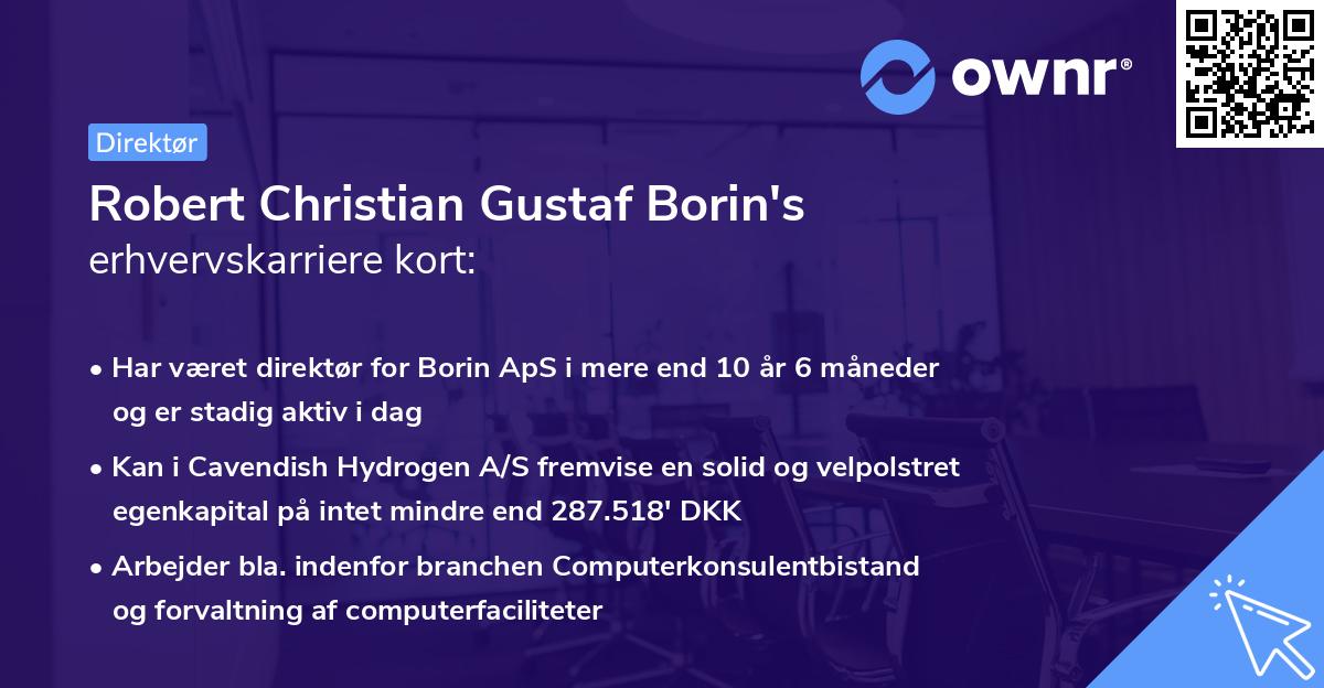 Robert Christian Gustaf Borin's erhvervskarriere kort
