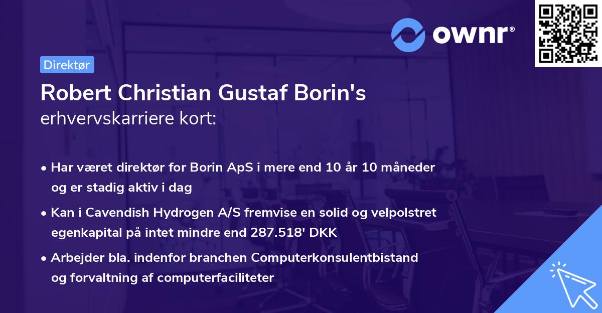 Robert Christian Gustaf Borin's erhvervskarriere kort