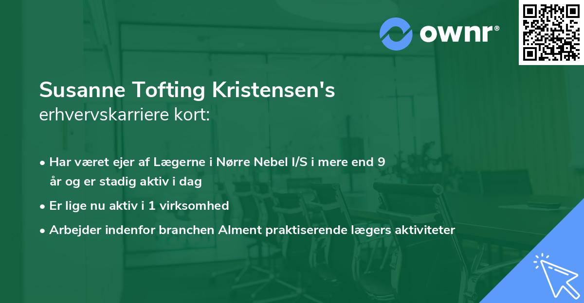 Susanne Tofting Kristensen's erhvervskarriere kort