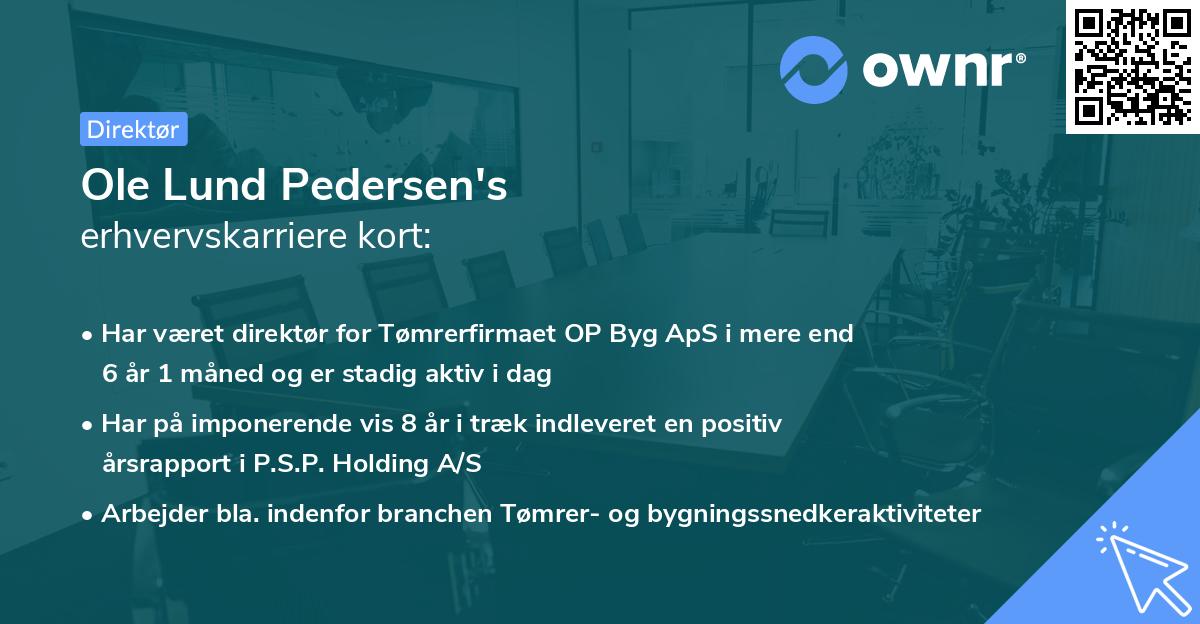 Ole Lund Pedersen's erhvervskarriere kort