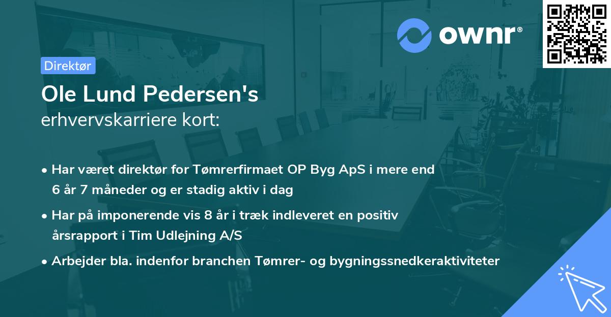 Ole Lund Pedersen's erhvervskarriere kort
