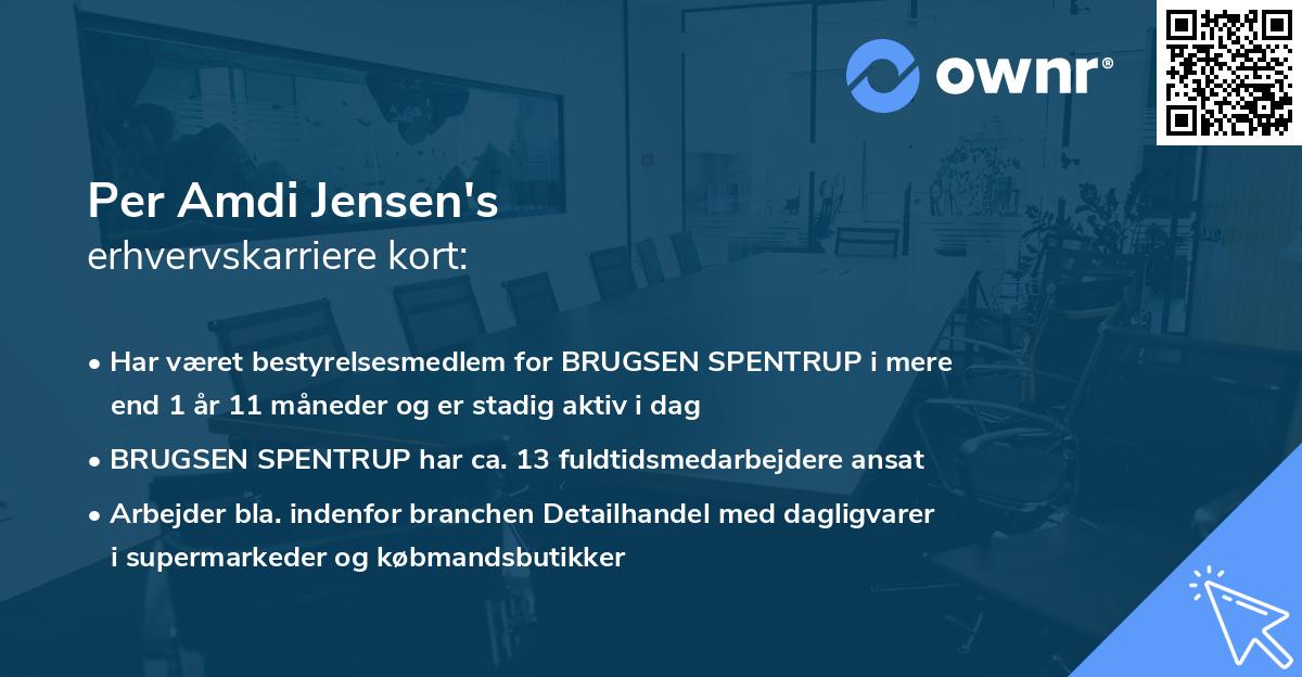 Per Amdi Jensen's erhvervskarriere kort