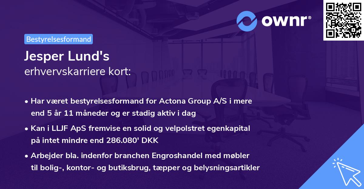 Jesper Lund's erhvervskarriere kort