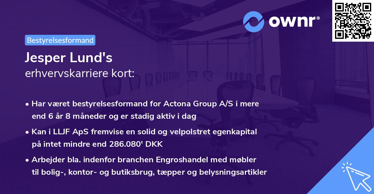 Jesper Lund's erhvervskarriere kort
