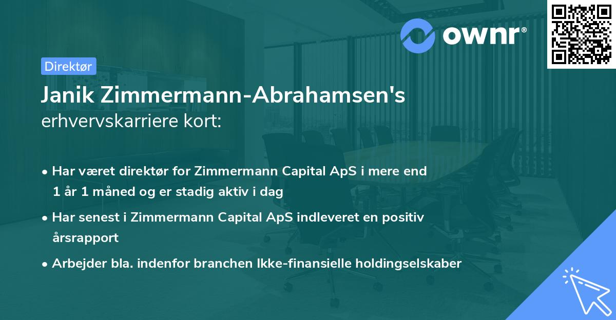 Janik Zimmermann-Abrahamsen's erhvervskarriere kort