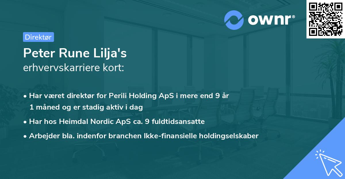Peter Rune Lilja's erhvervskarriere kort