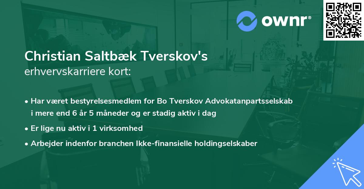 Christian Saltbæk Tverskov's erhvervskarriere kort