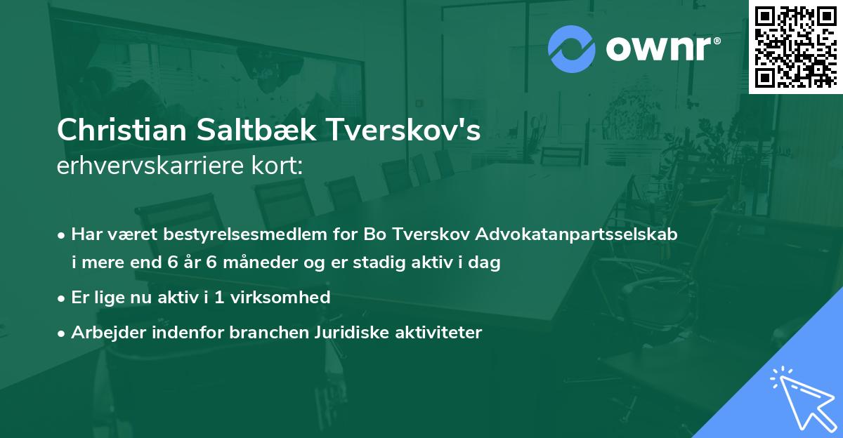Christian Saltbæk Tverskov's erhvervskarriere kort