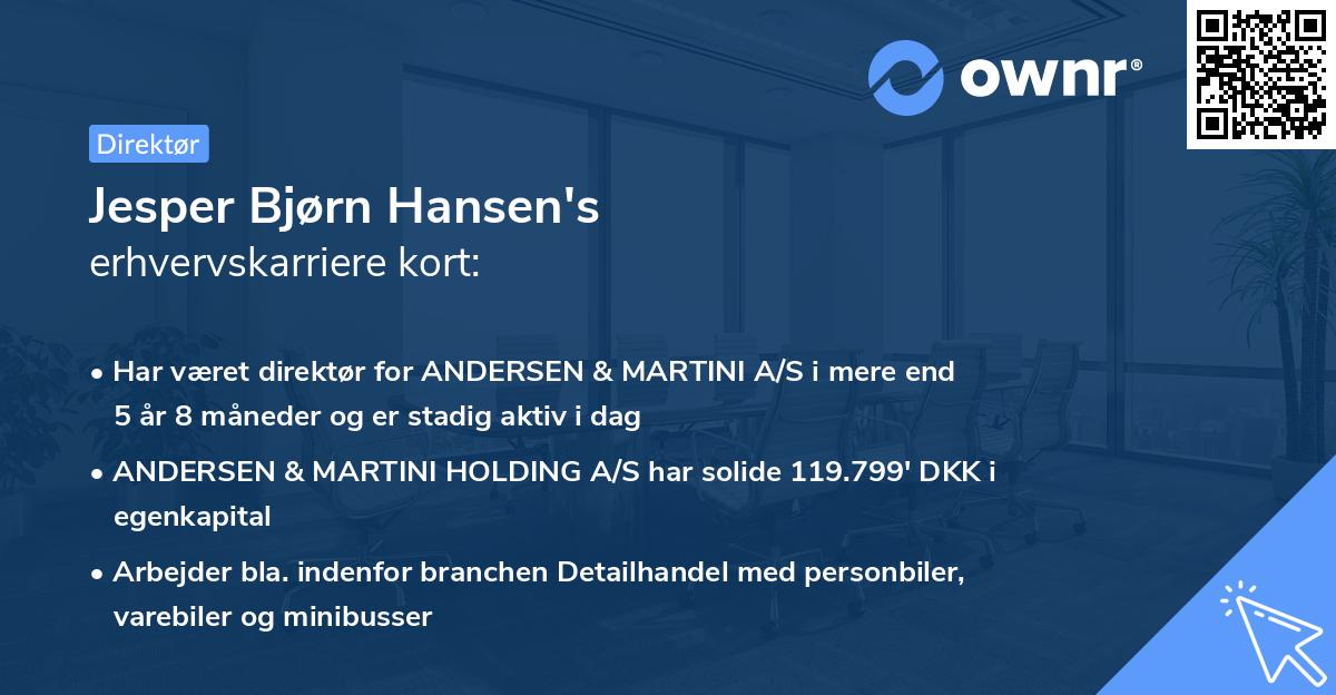 Jesper Bjørn Hansen's erhvervskarriere kort