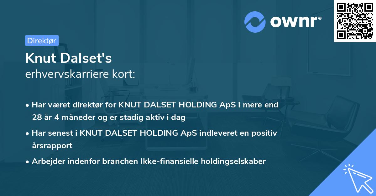 Knut Dalset's erhvervskarriere kort