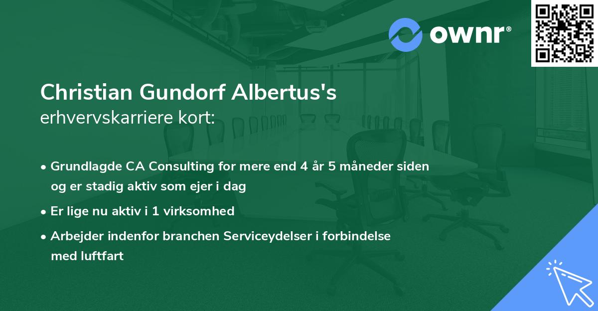 Christian Gundorf Albertus's erhvervskarriere kort