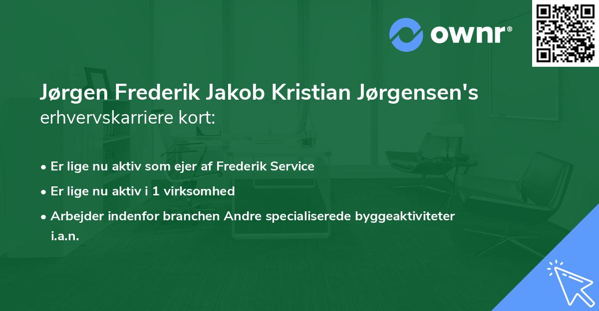 Jørgen Frederik Jakob Kristian Jørgensen's erhvervskarriere kort