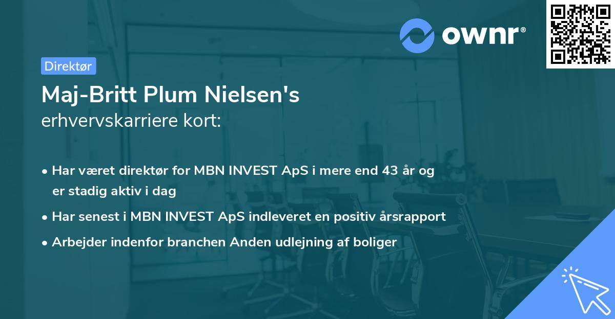 Maj-Britt Plum Nielsen's erhvervskarriere kort