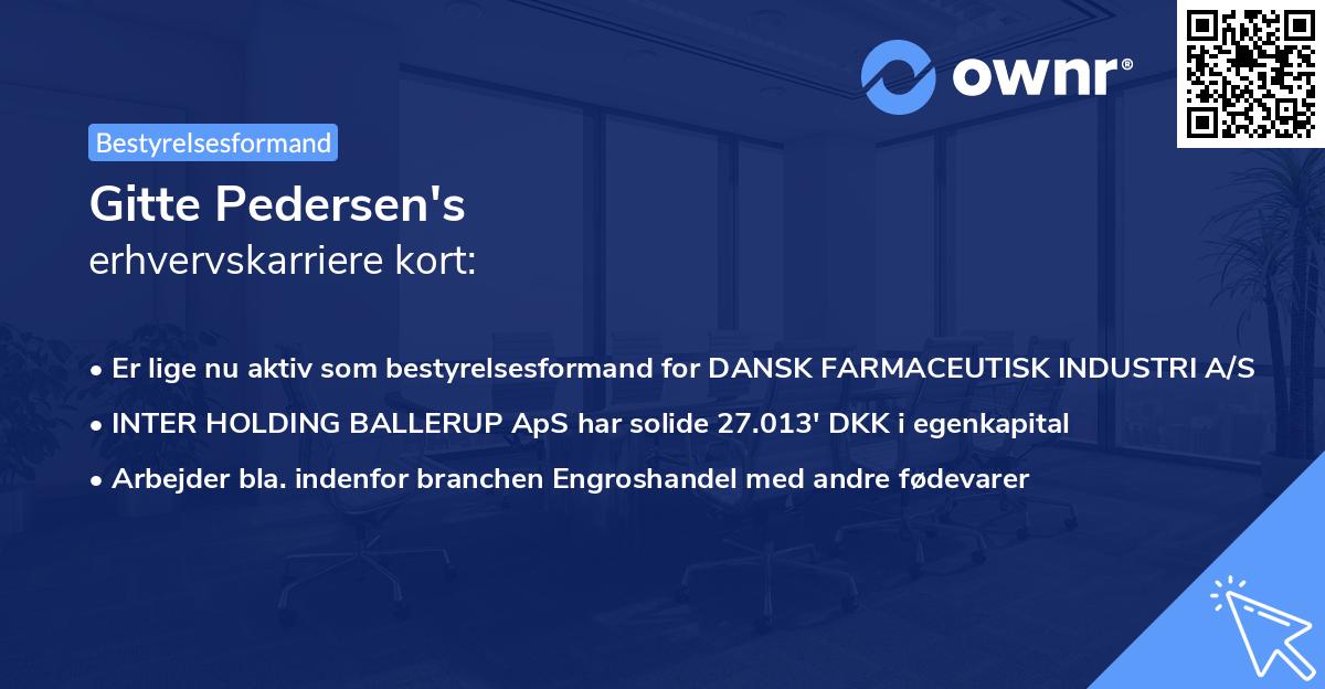 Gitte Pedersen's erhvervskarriere kort