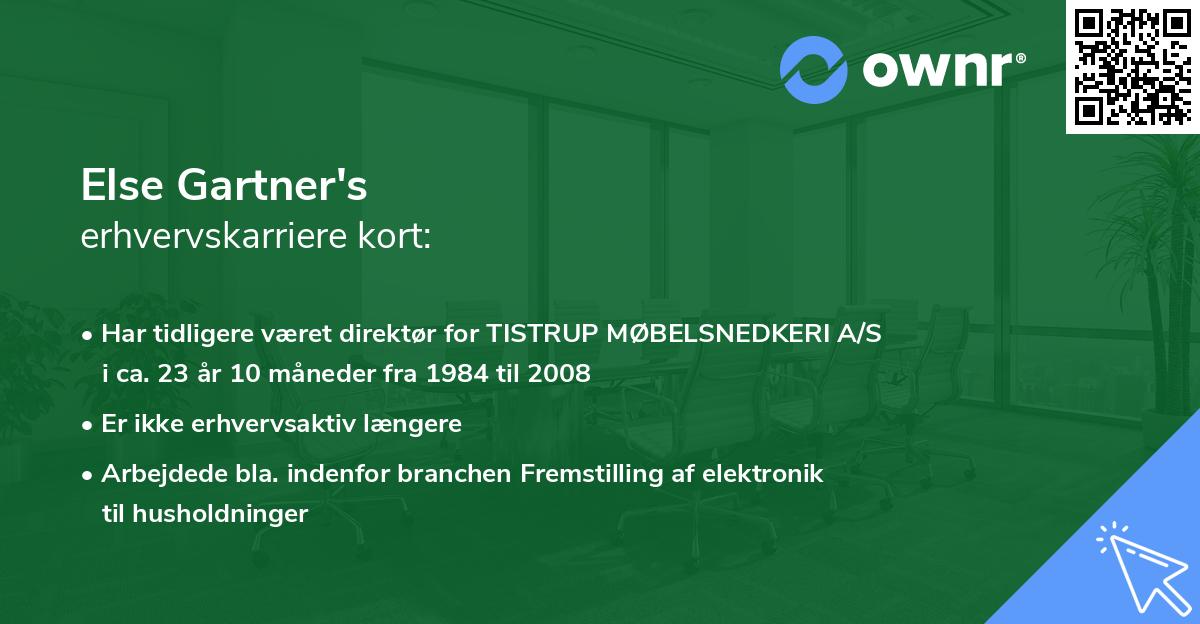 Else Gartner's erhvervskarriere kort