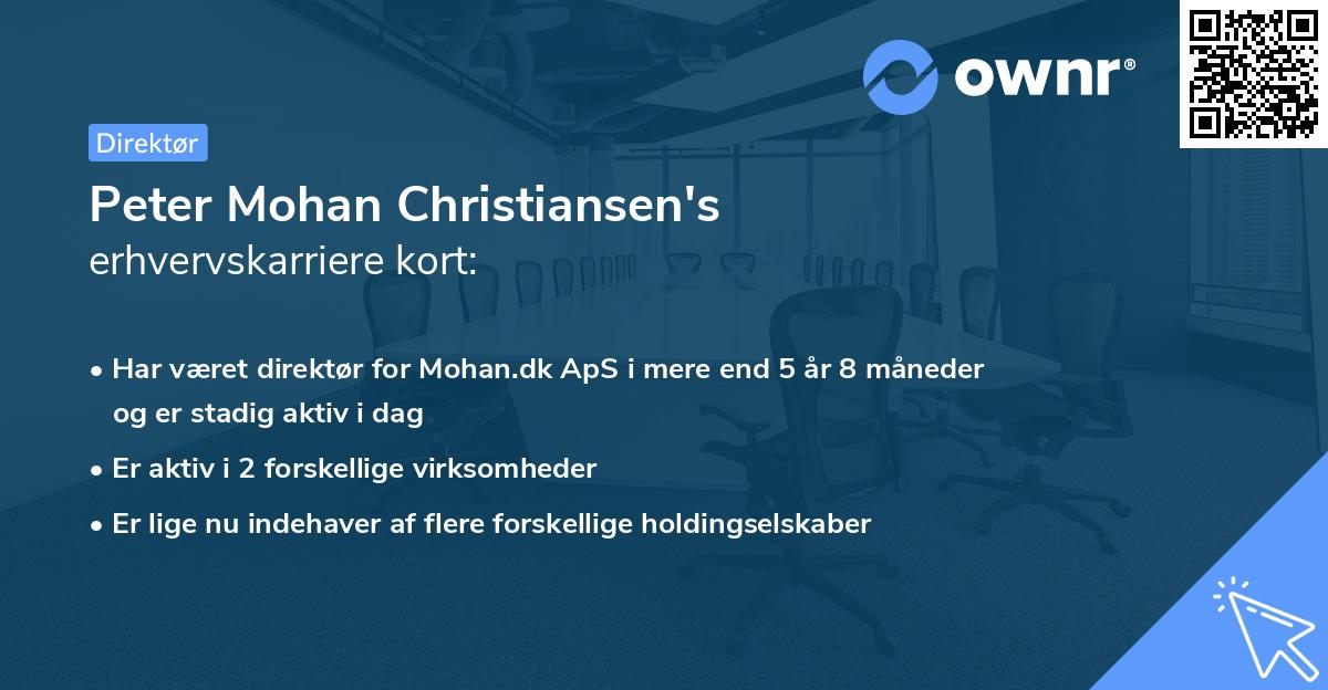 Peter Mohan Christiansen's erhvervskarriere kort