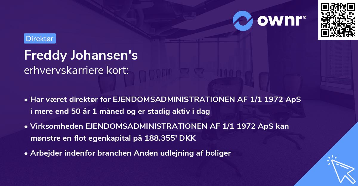 Freddy Johansen's erhvervskarriere kort