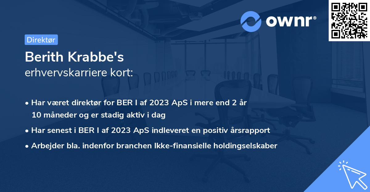 Berith Krabbe's erhvervskarriere kort