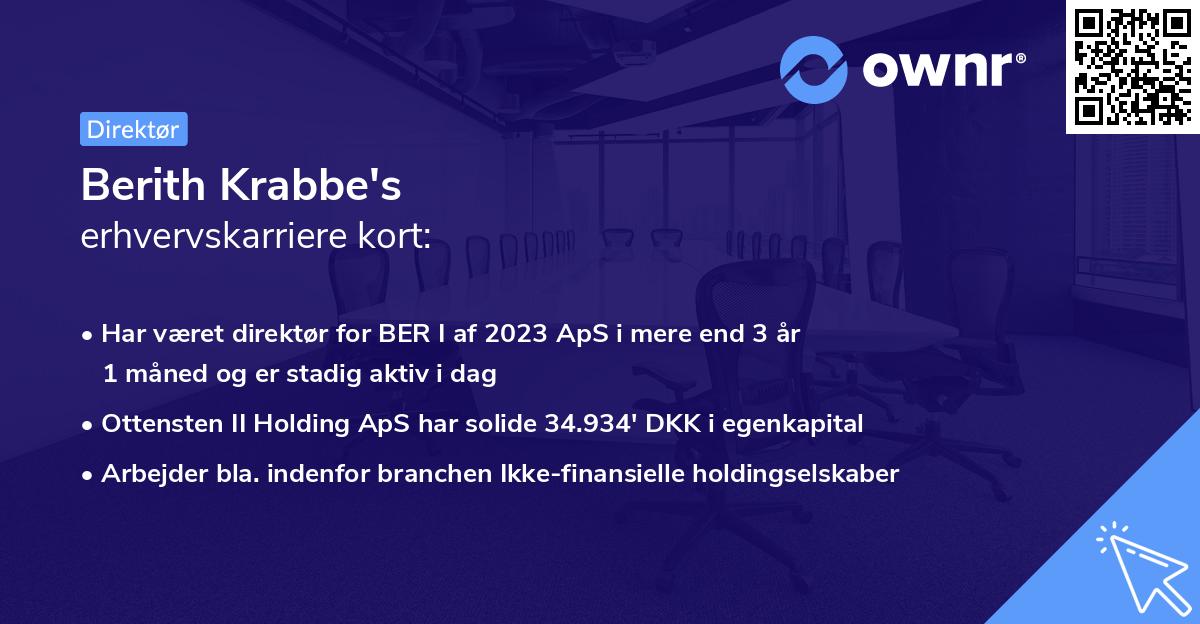 Berith Krabbe's erhvervskarriere kort