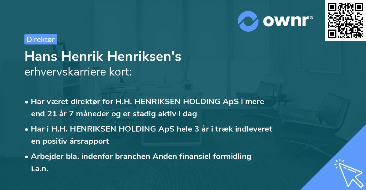 Hans Henrik Henriksen's erhvervskarriere kort