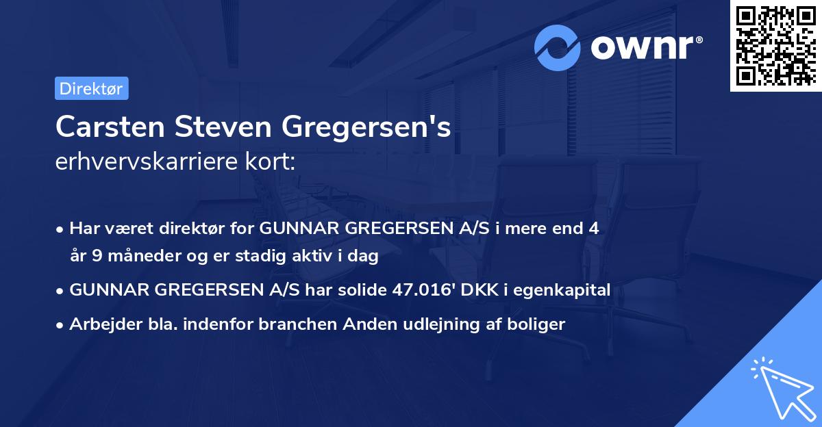 Carsten Steven Gregersen's erhvervskarriere kort