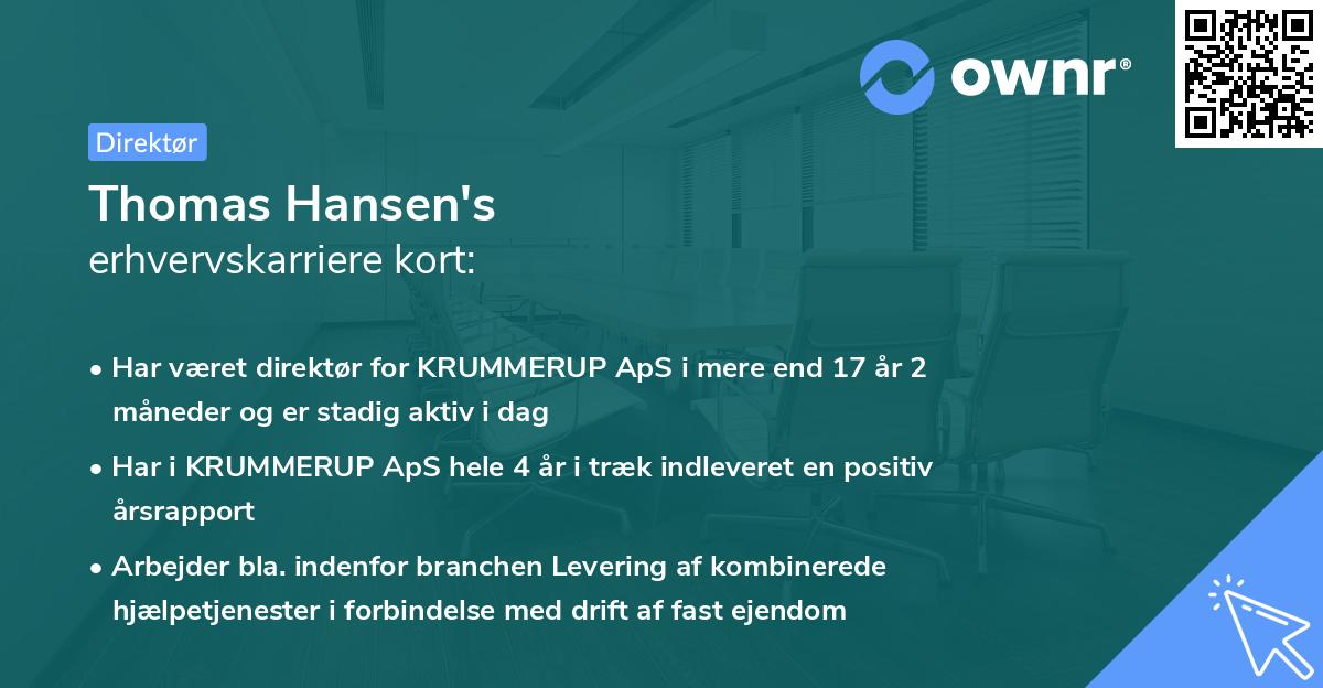 Thomas Hansen's erhvervskarriere kort
