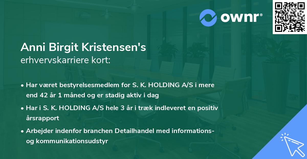 Anni Birgit Kristensen's erhvervskarriere kort