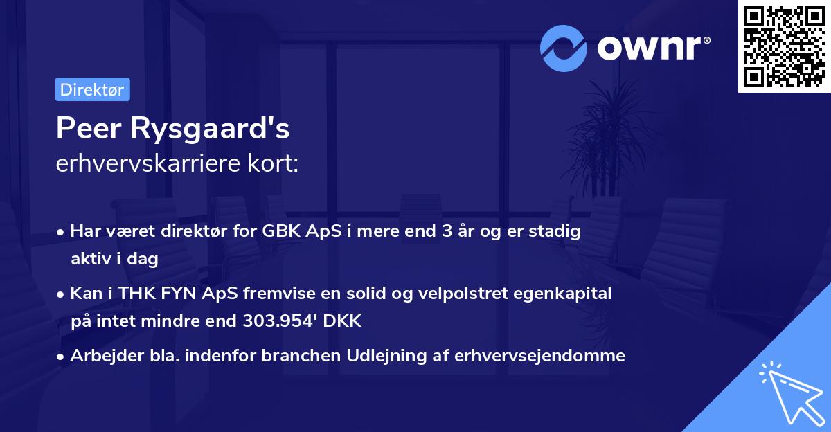 Peer Rysgaard's erhvervskarriere kort