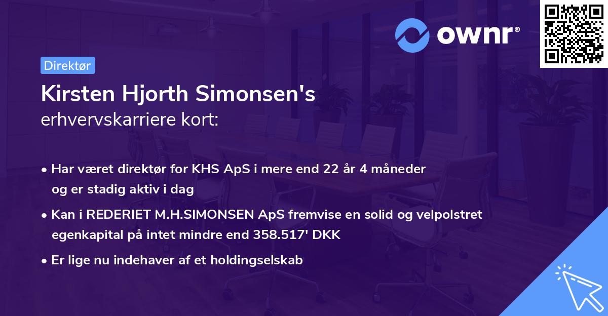 Kirsten Hjorth Simonsen's erhvervskarriere kort