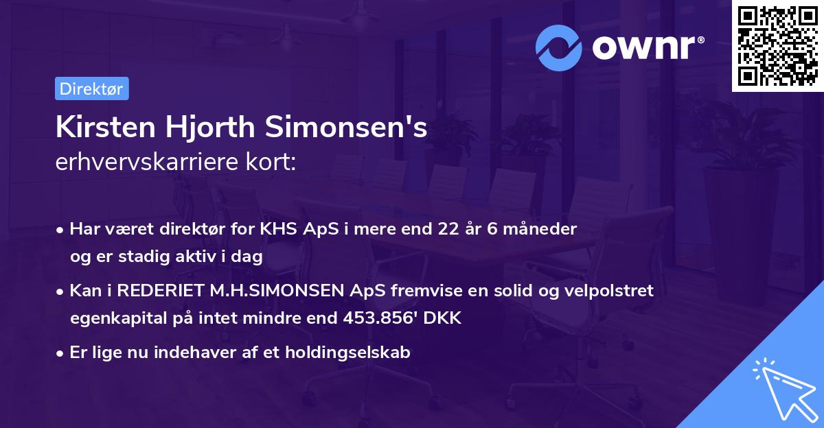 Kirsten Hjorth Simonsen's erhvervskarriere kort