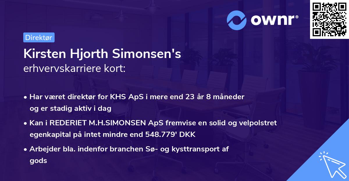 Kirsten Hjorth Simonsen's erhvervskarriere kort