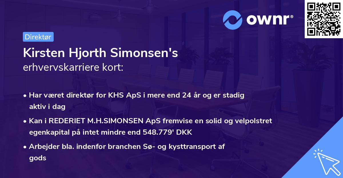 Kirsten Hjorth Simonsen's erhvervskarriere kort