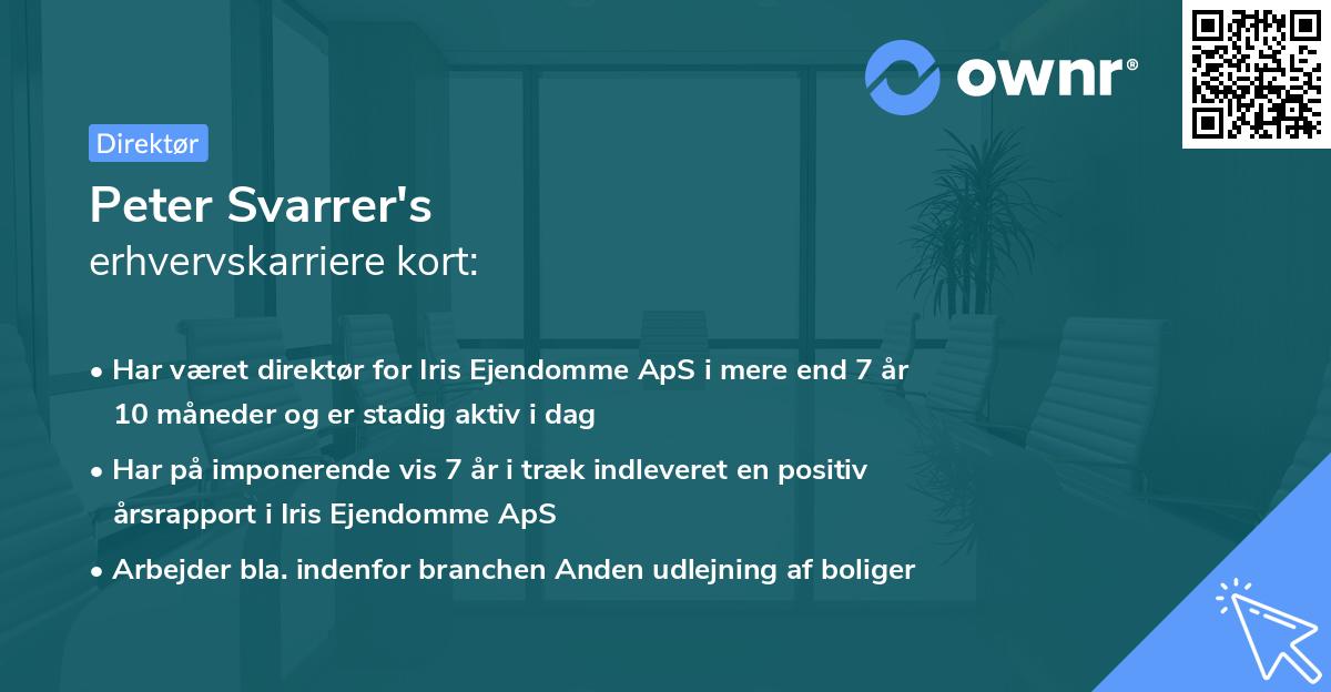 Peter Svarrer's erhvervskarriere kort