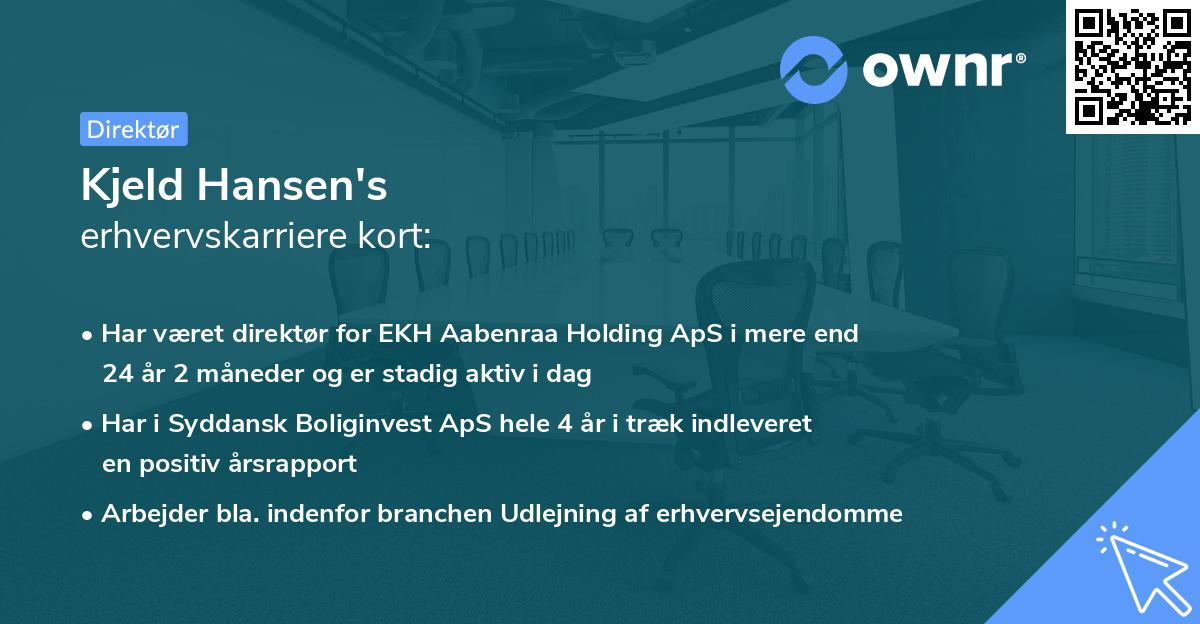 Kjeld Hansen's erhvervskarriere kort