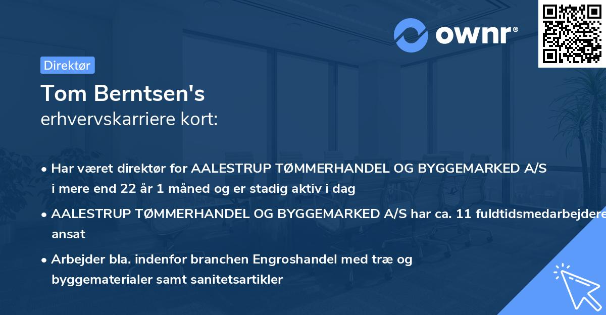 Tom Berntsen's erhvervskarriere kort