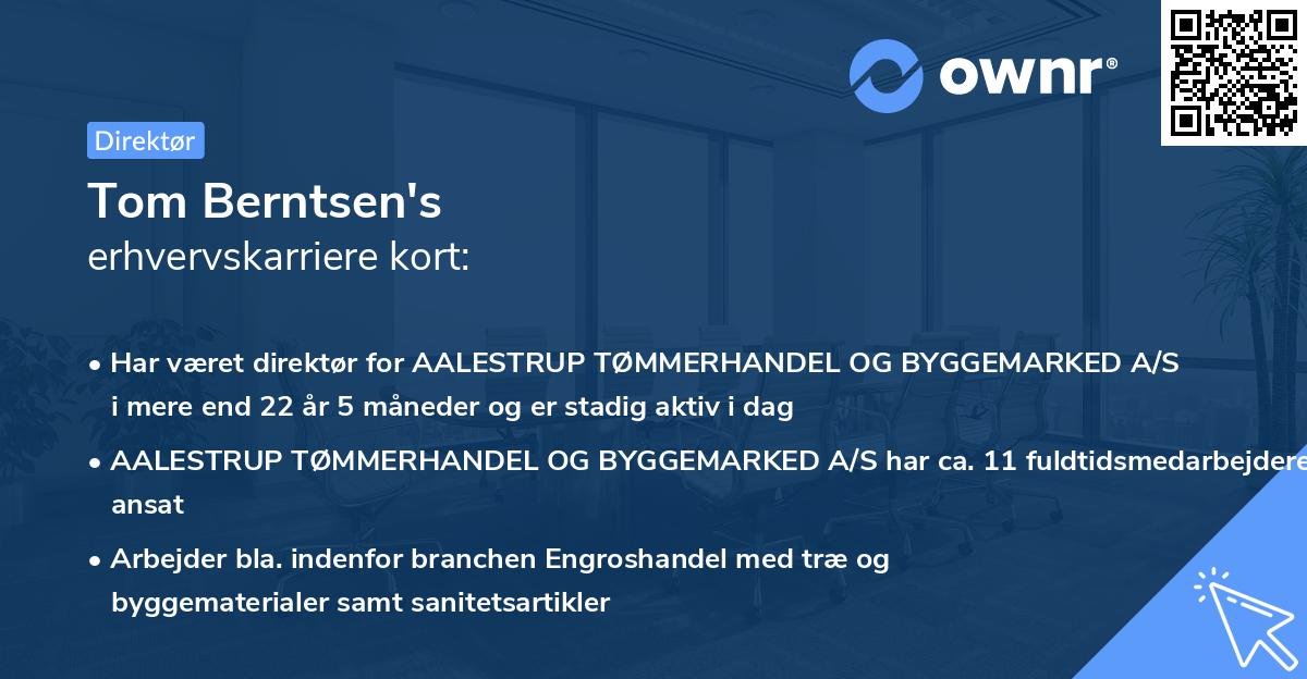 Tom Berntsen's erhvervskarriere kort