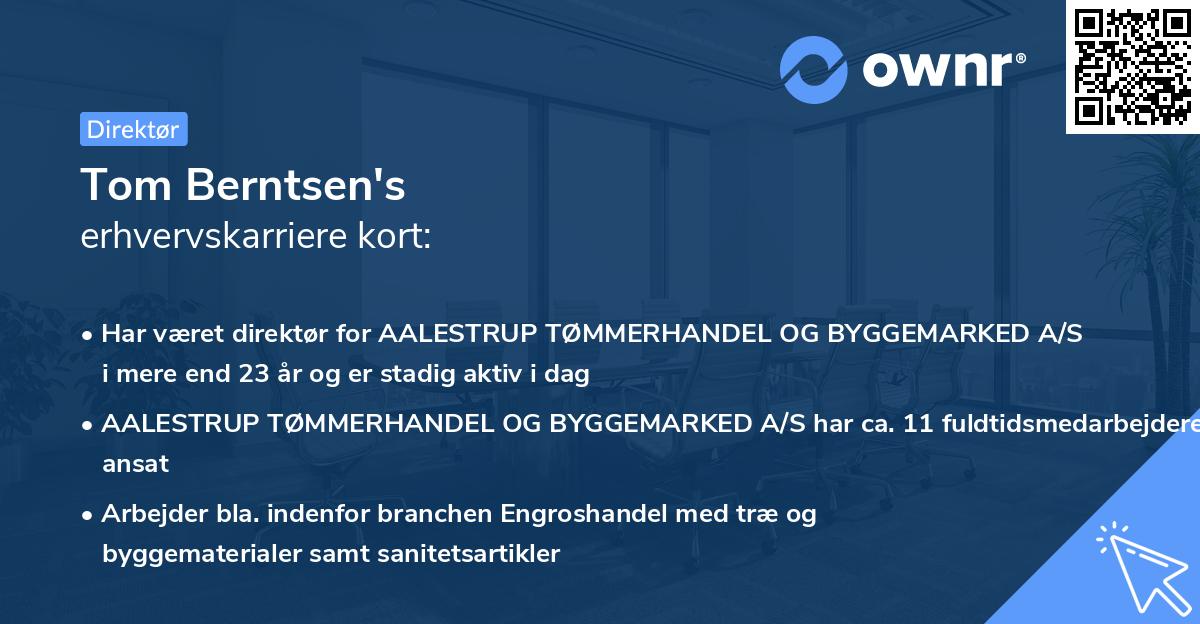 Tom Berntsen's erhvervskarriere kort