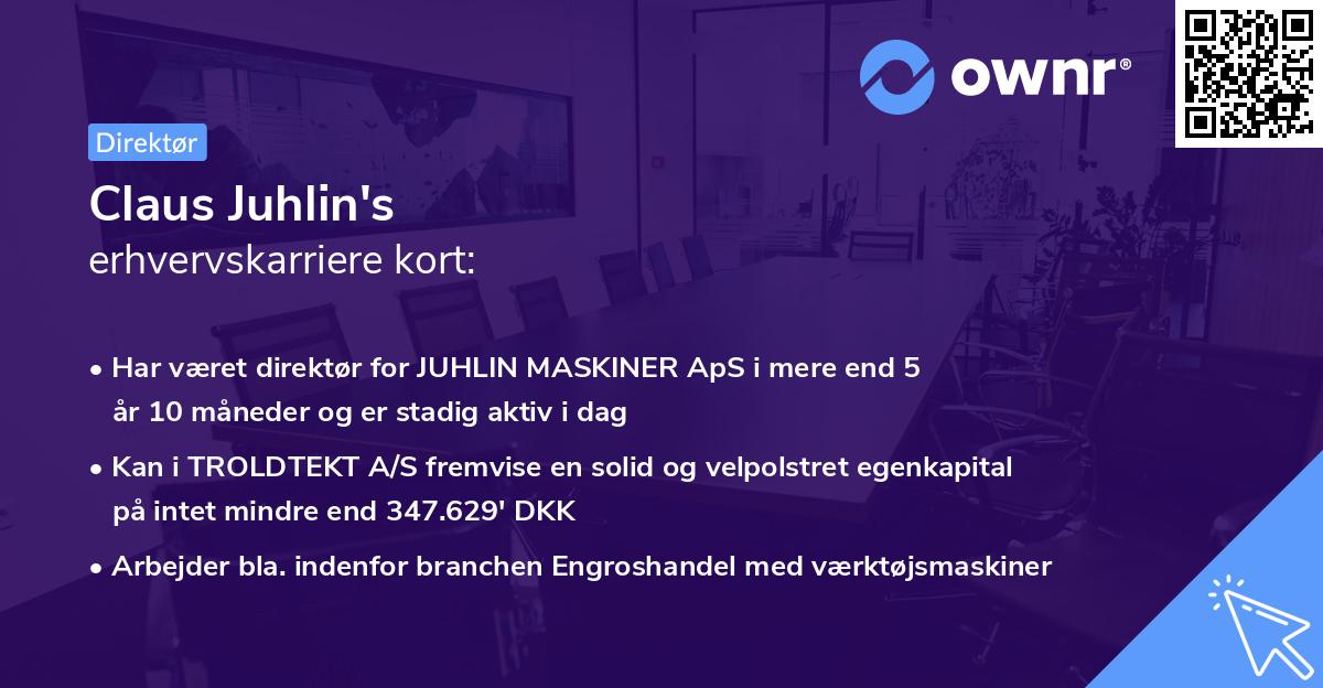 Claus Juhlin's erhvervskarriere kort