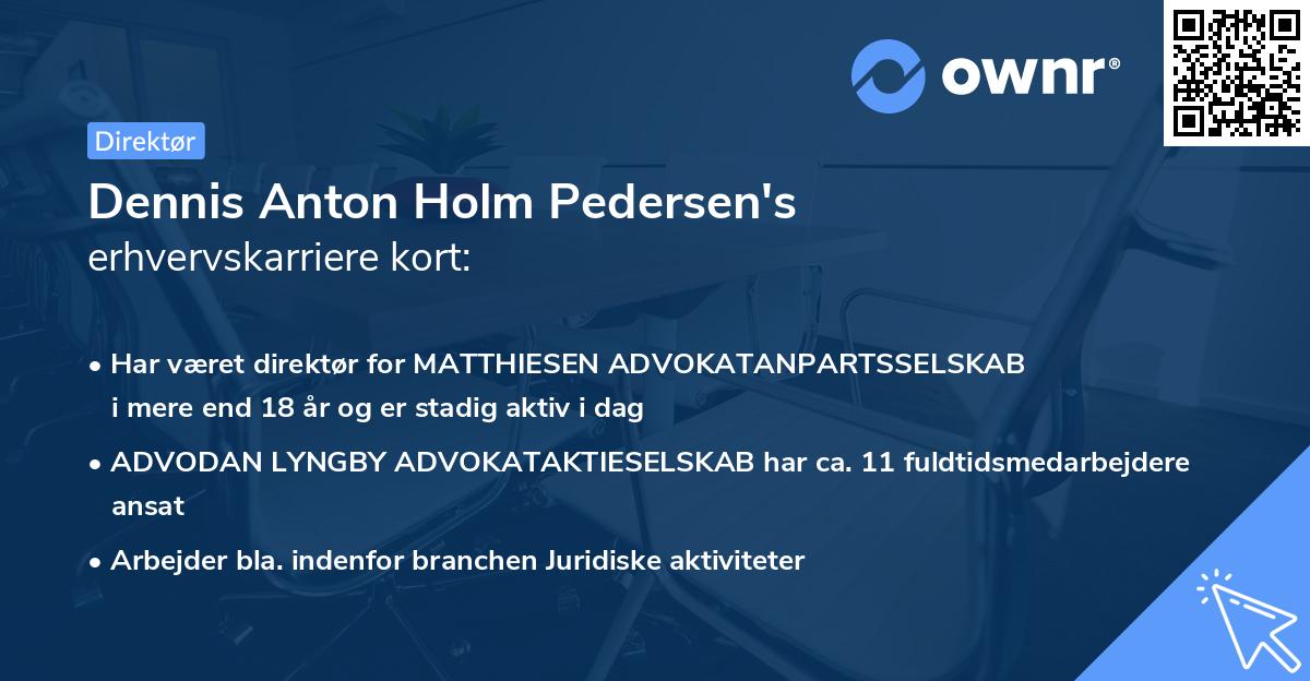 Dennis Anton Holm Pedersen's erhvervskarriere kort