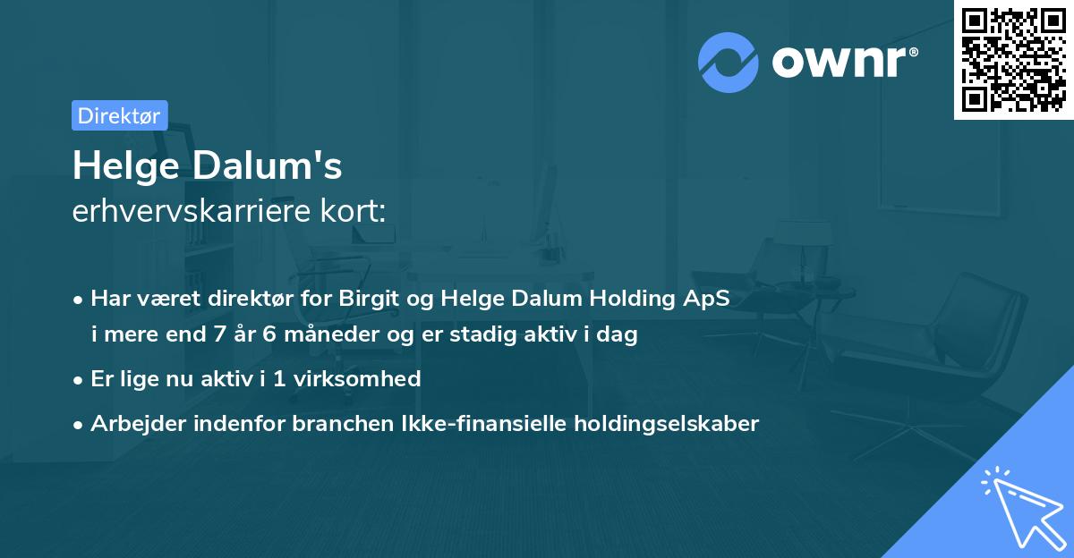 Helge Dalum's erhvervskarriere kort