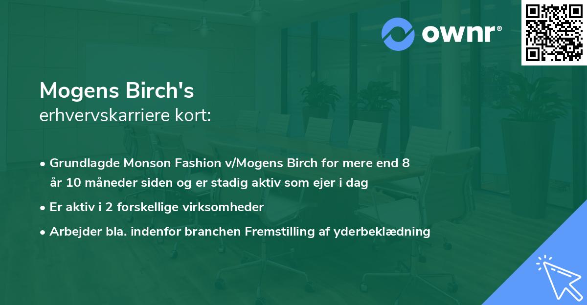 Mogens Birch's erhvervskarriere kort
