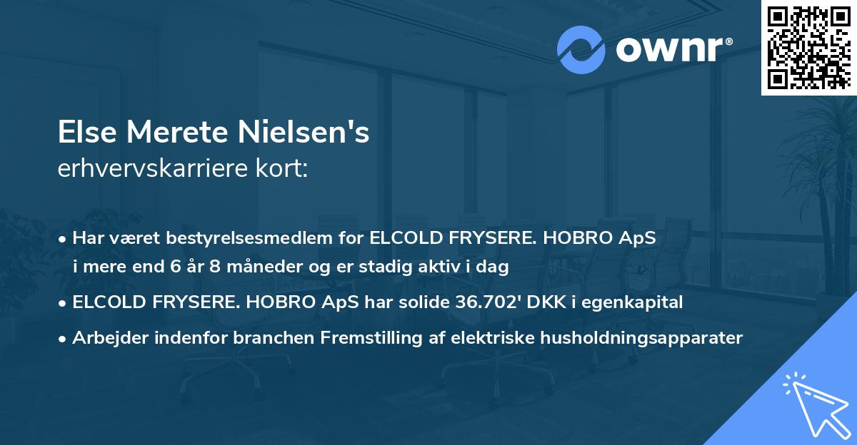 Else Merete Nielsen's erhvervskarriere kort